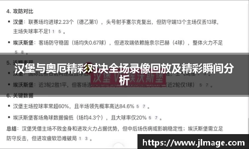 汉堡与奥厄精彩对决全场录像回放及精彩瞬间分析